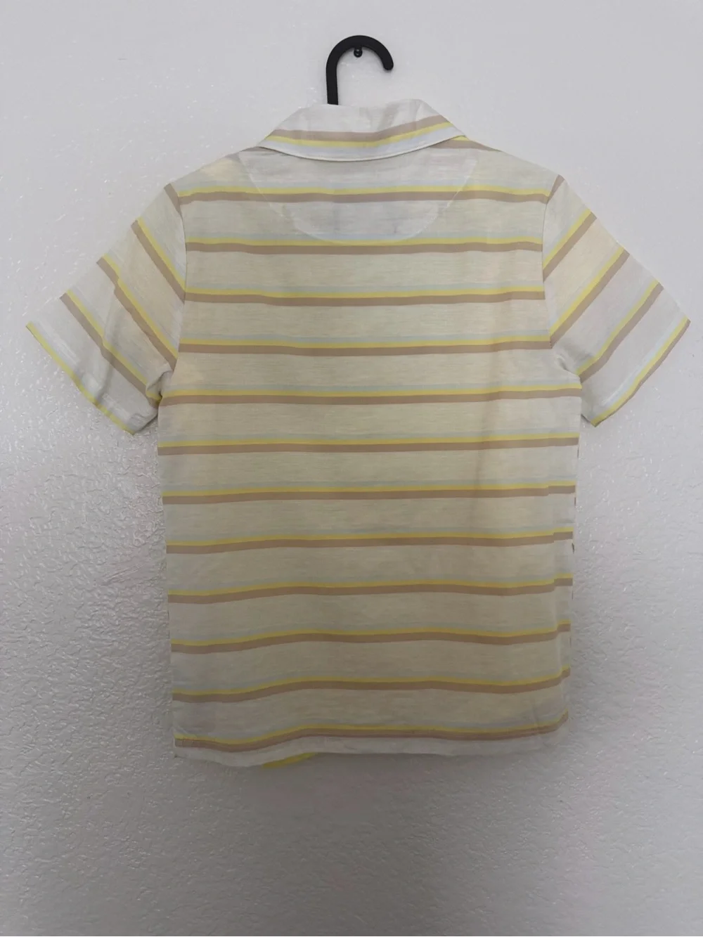 Hurley Boys’ Yellow & Beige Striped Short Sleeve Button-Down Shirt – Size 7/8 - Picture 4 of 6